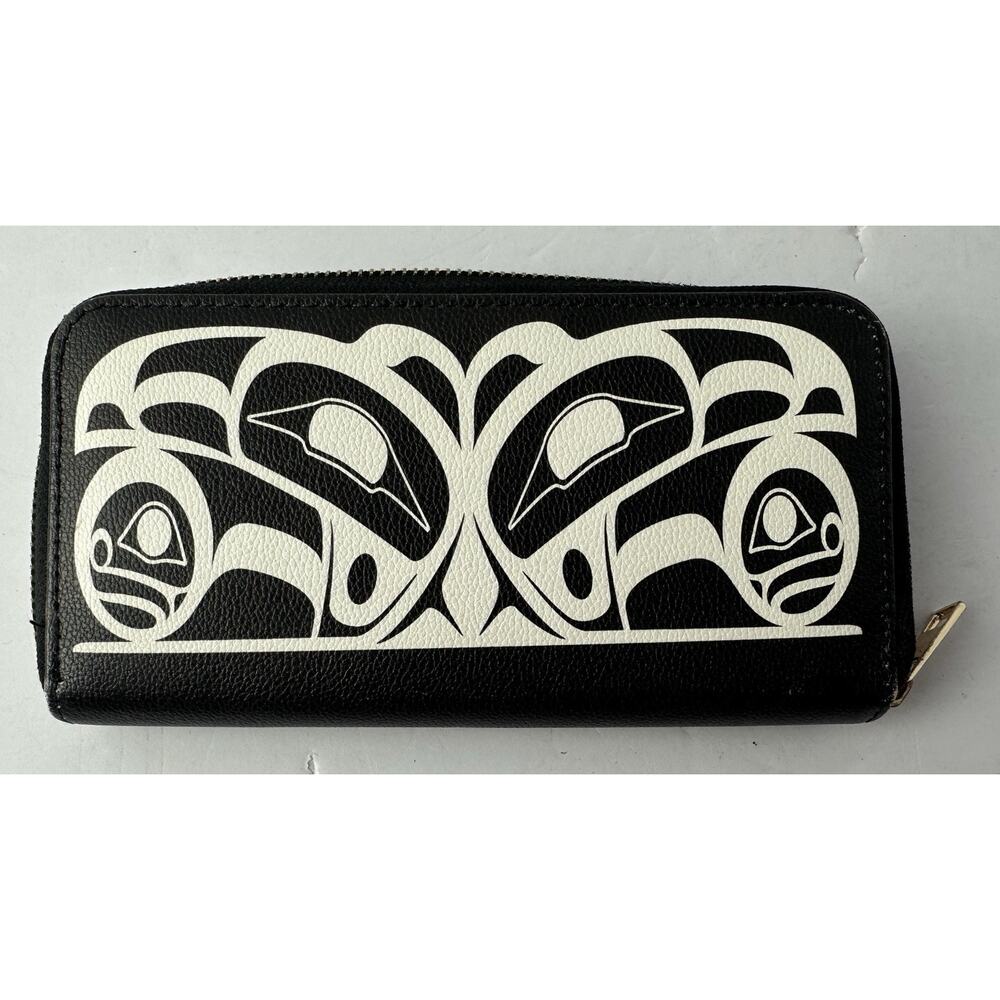 Roy Henry Vickers Raven Zip-Around Wallet Card Holder Inside Zipper Pull Missing